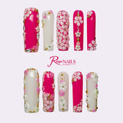 Fuchsia Garden SQLO0007 square long press-on nails product view