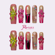 Electric Blossom SQLO0011 square long press-on nails product view