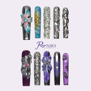 Chrome Orchid SQLO0012 square long press-on nails product view