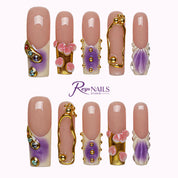 Amethyst Halo SQLO0036 square long press-on nails product view