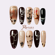 Noir Star Script ALLO0014 almond long press-on nails product view