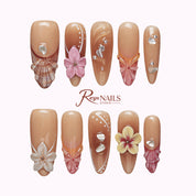 Blush Shell Garden ALLO0015 almond long press-on nails product view