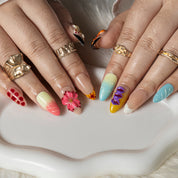 Citrus Orchid Noir ALME0015 press-on nails hand model scene view 2