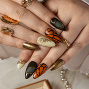 Monarch Gilded Veil ALME0022 press-on nails hand model scene view 2