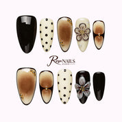Noir Daisy Dot ALME0036 almond medium press-on nails product view