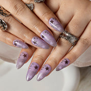 Lavender Star Mist ALME0043 press-on nails hand model scene view 2