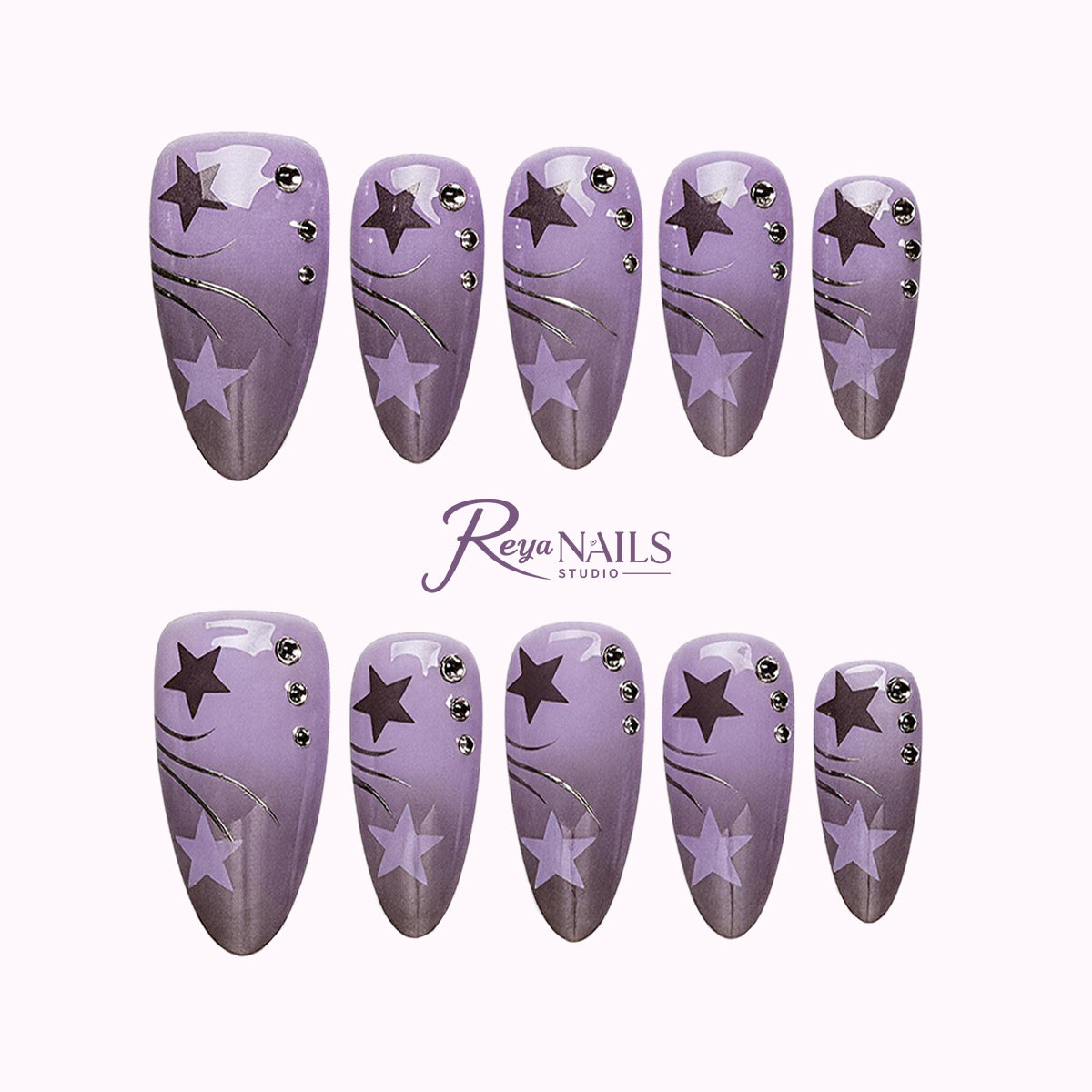 Lavender Star Mist ALME0043 almond medium press-on nails product view