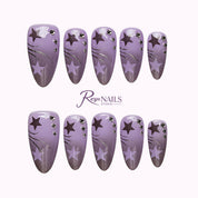 Lavender Star Mist ALME0043 almond medium press-on nails product view