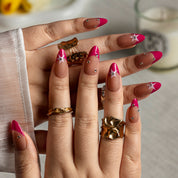 Ruby Diamond French ALME0054 press-on nails hand model scene view 1