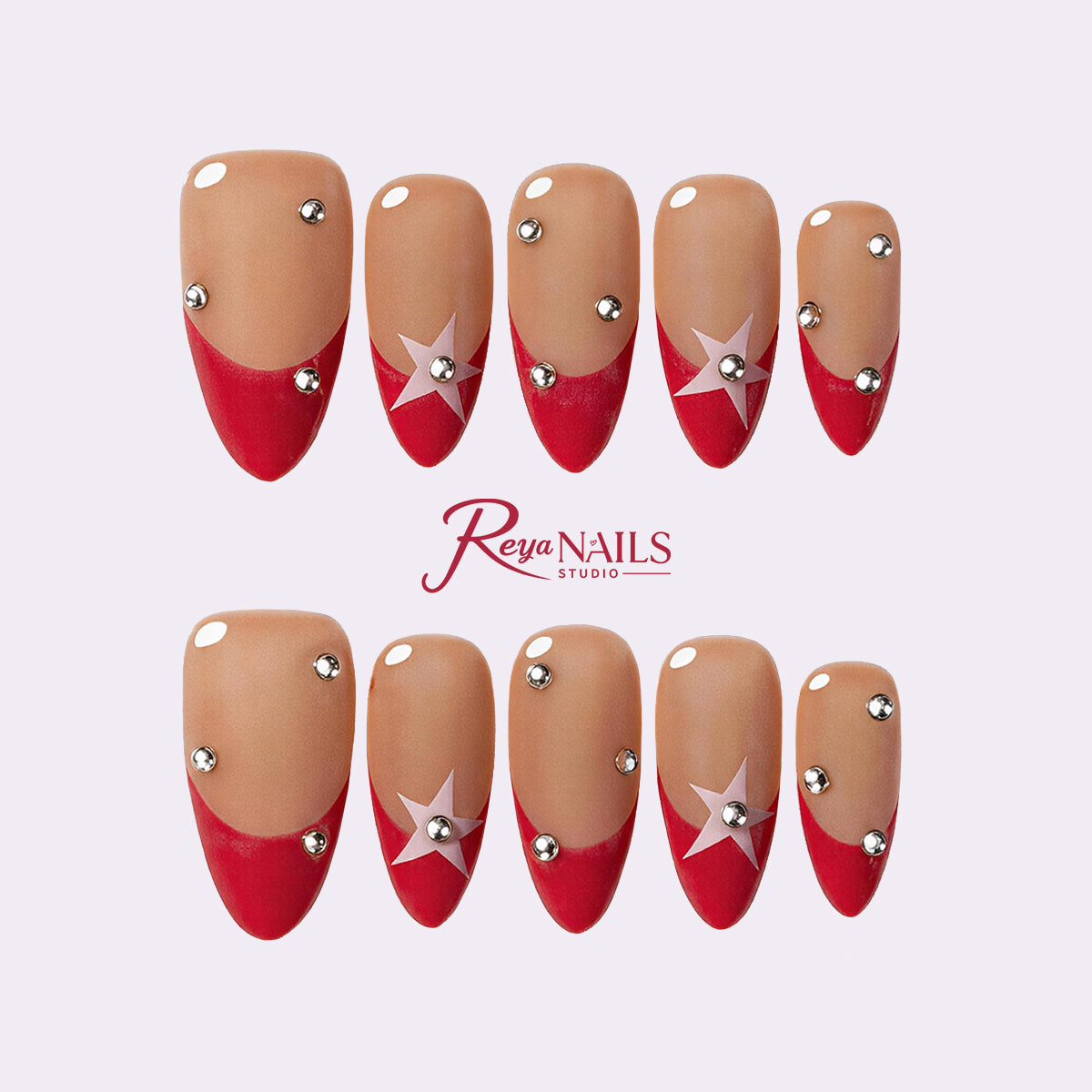 Ruby Diamond French ALME0054 almond medium press-on nails product view