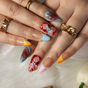 Pastel Lotus Wine ALME0061 press-on nails hand model scene view 2