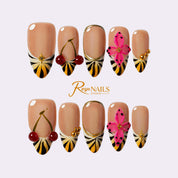 Fuchsia Sunburst Bloom ALME0065 almond medium press-on nails product view