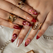 Merlot Pearl Bloom ALME0066 press-on nails hand model scene view 2