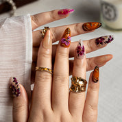 Amber Orchid Vine ALME0068 press-on nails hand model scene view 1