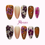 Amber Orchid Vine ALME0068 almond medium press-on nails product view