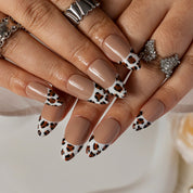 Mocha Cowhide French ALME0072 press-on nails hand model scene view 3
