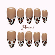 Mocha Cowhide French ALME0072 almond medium press-on nails product view