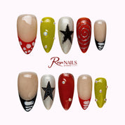 Crimson Star Pop ALME0077 almond medium press-on nails product view