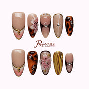 Amber Safari Charm ALME0079 almond medium press-on nails product view