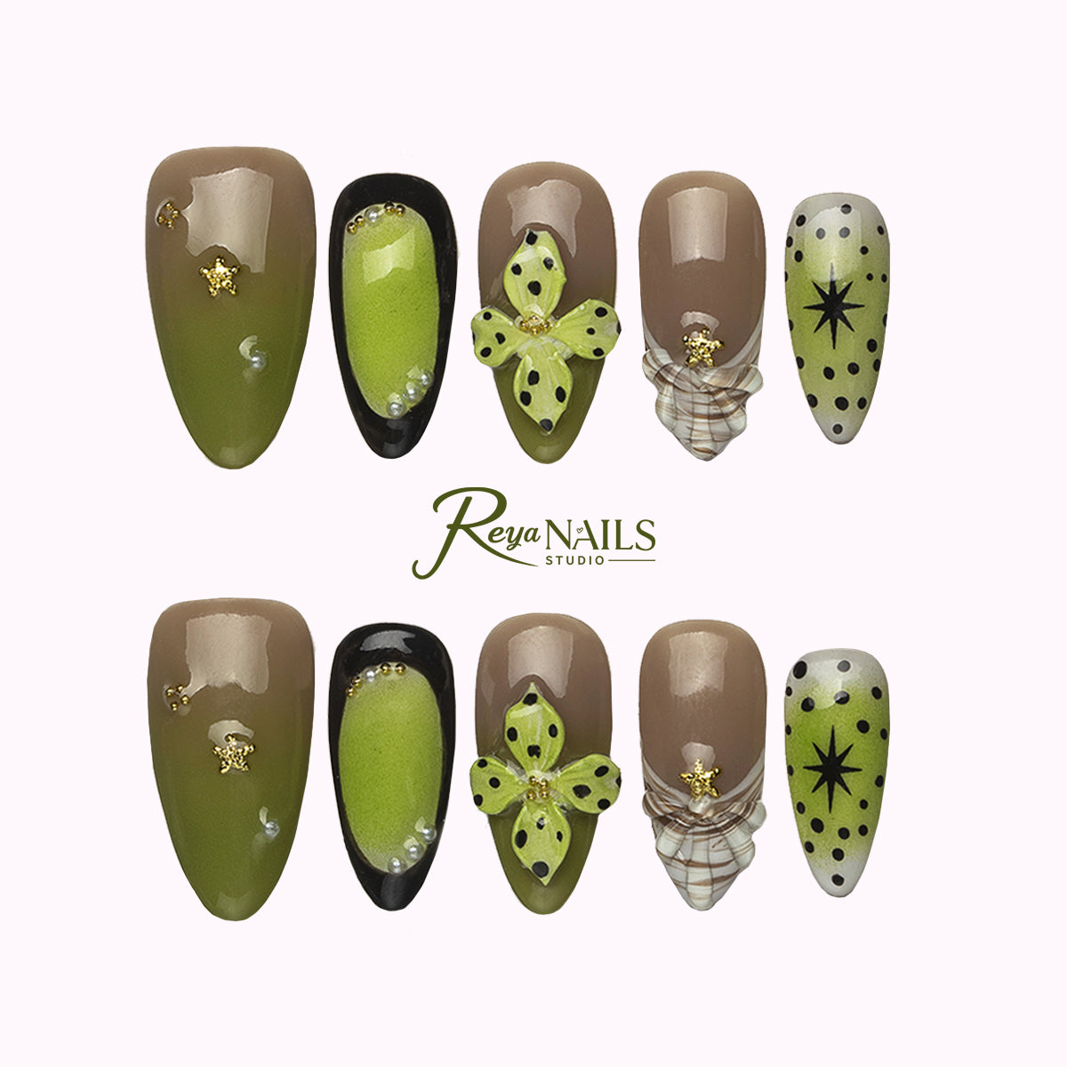 Olive Orchid Pop ALME0081 almond medium press-on nails product view