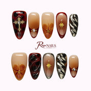 Merlot Cross Amber ALME0088 almond medium press-on nails product view