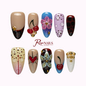 Cherry Patchwork Pop ALME0111 almond medium press-on nails product view