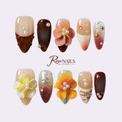 Cocoa Citrus Blossom ALME0113 almond medium press-on nails product view