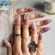 Lilac Petal Breeze ALME0127 press-on nails hand model scene view 1