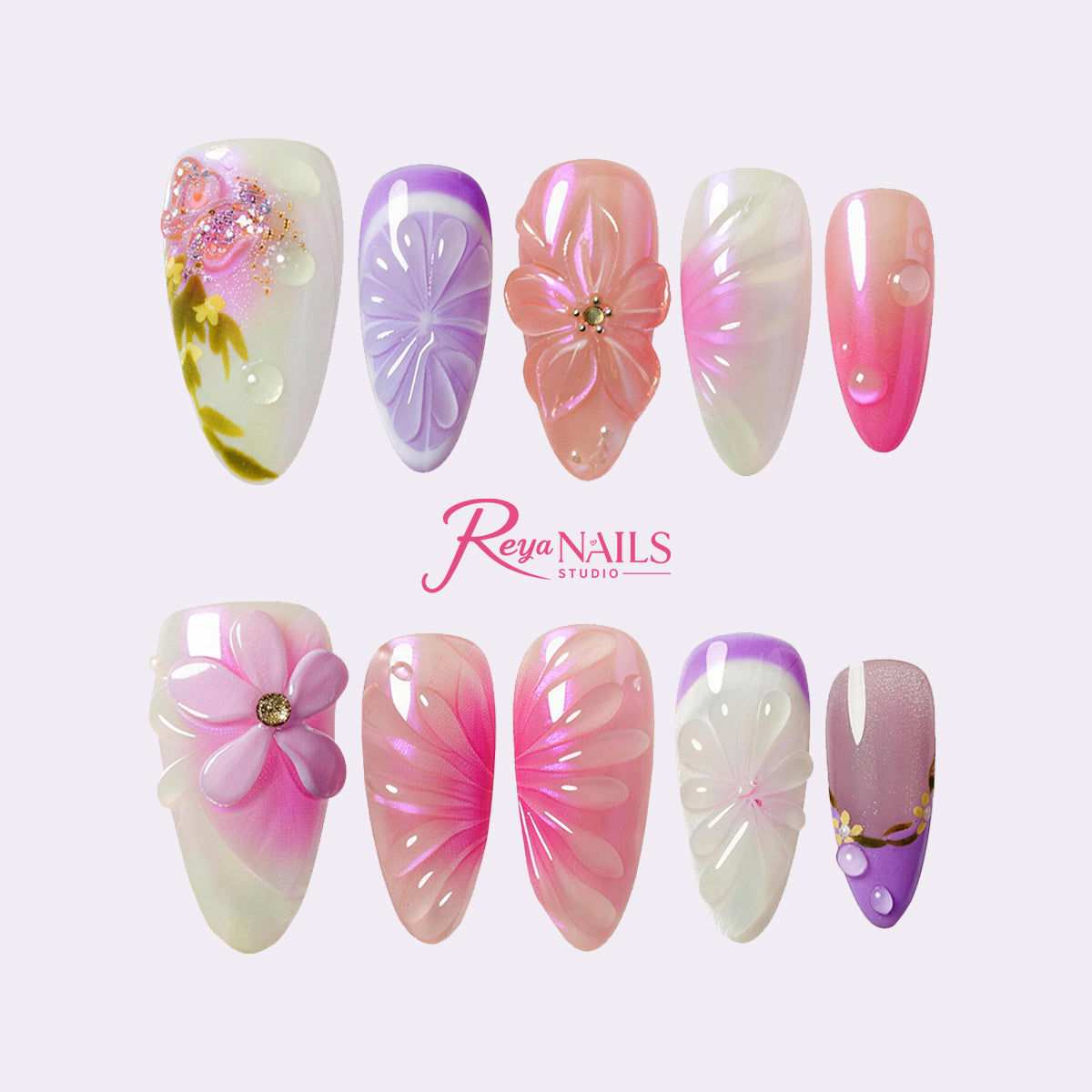Lilac Petal Breeze ALME0127 almond medium press-on nails product view