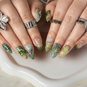 Sage Meadow Bloom ALME0134 press-on nails hand model scene view 2