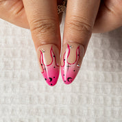 Pink Graffiti Vine ALME0159 press-on nails hand model scene view 3