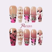 Pink Pearl Safari COME0019 coffin medium press-on nails product view