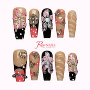 Butterfly Noir Bloom COME0023 coffin medium press-on nails product view