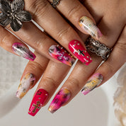 Magenta Cross Relic COME0026 press-on nails hand model scene view 3