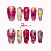 Magenta Cross Relic COME0026 coffin medium press-on nails product view