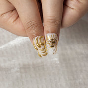 Ivory Gilded Cross COME0032 press-on nails hand model scene view 3