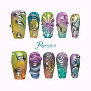 Prismatic Chrome Wave COME0034 coffin medium press-on nails product view