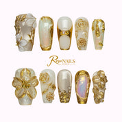 Pearl Garden Gild COME0036 coffin medium press-on nails product view