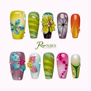 Lime Starflower Pop COME0047 coffin medium press-on nails product view