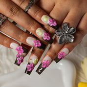Violet Orchid Noir COME0049 press-on nails hand model scene view 3
