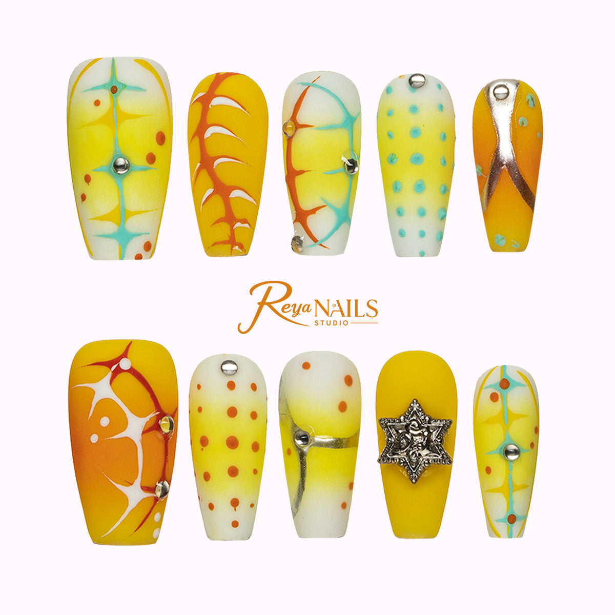 Citrus Aqua Star COME0050 coffin medium press-on nails product view