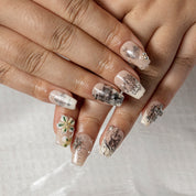 Antique Botanical Filigree COSH0013 press-on nails hand model scene view 2