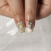 Antique Botanical Filigree COSH0013 press-on nails hand model scene view 3