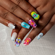 Colorburst Bloom COSH0014 press-on nails hand model scene view 2