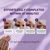 Effortless press-on nail application completed within 10 minutes