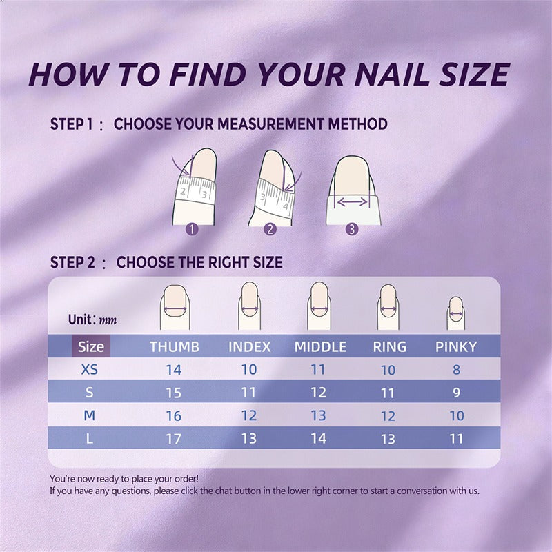 How to find your press-on nail size guide