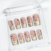 nail designs zebra short square white French tip press-on nails with floral accents for spring prom