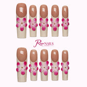Pink Blossom French SQLO0001 square long press-on nails product view