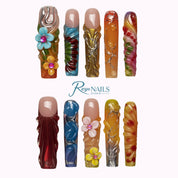 Aqua Marigold Charm SQLO0005 square long press-on nails product view