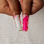 Fuchsia Garden SQLO0007 press-on nails hand model scene view 3